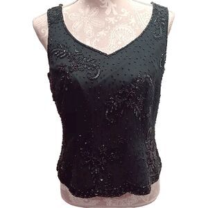Jkara New York Black Embellished beaded top Size medium